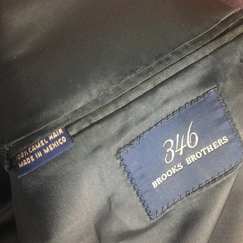 Brooks Brothers 346 Mens Navy Blue 100% Camel Hair Jacket Blazer Sport‎ Coat 46